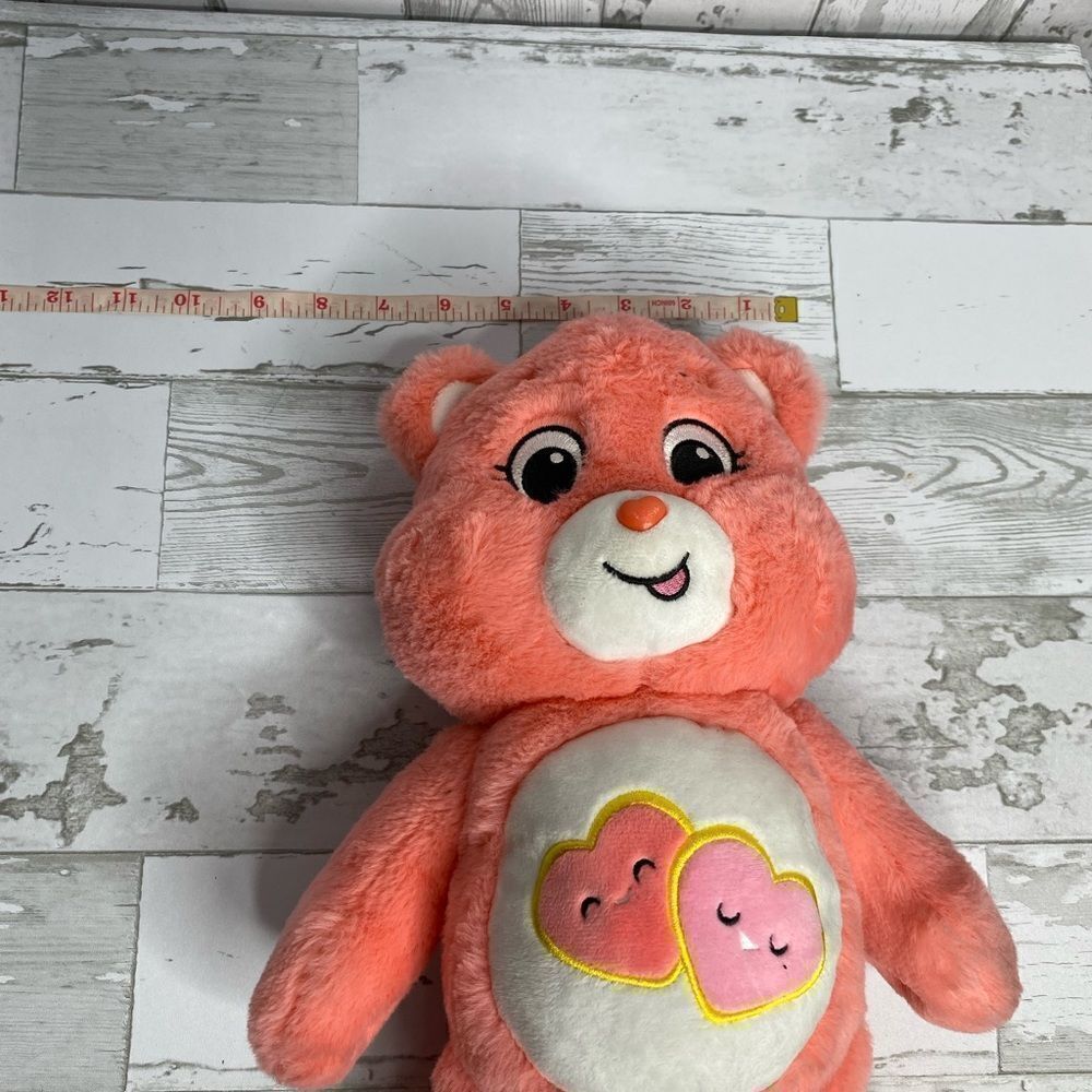 Care Bears 14" Plush -Love-A-Lot Bear Hearts On Belly Have Faces Soft Huggable - Picture 6 of 6